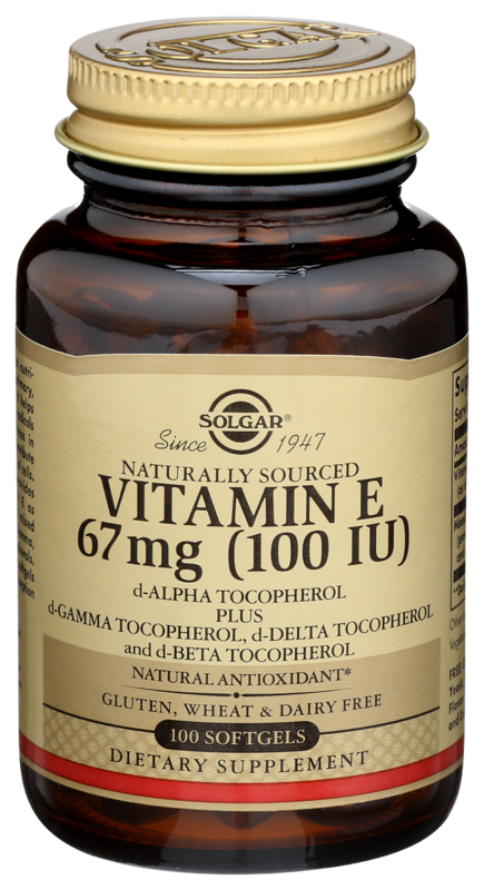 Solgar Vitamin E 67 MG 100 IU d-Alpha Tocopherol Mixed Tocopherols Softgels